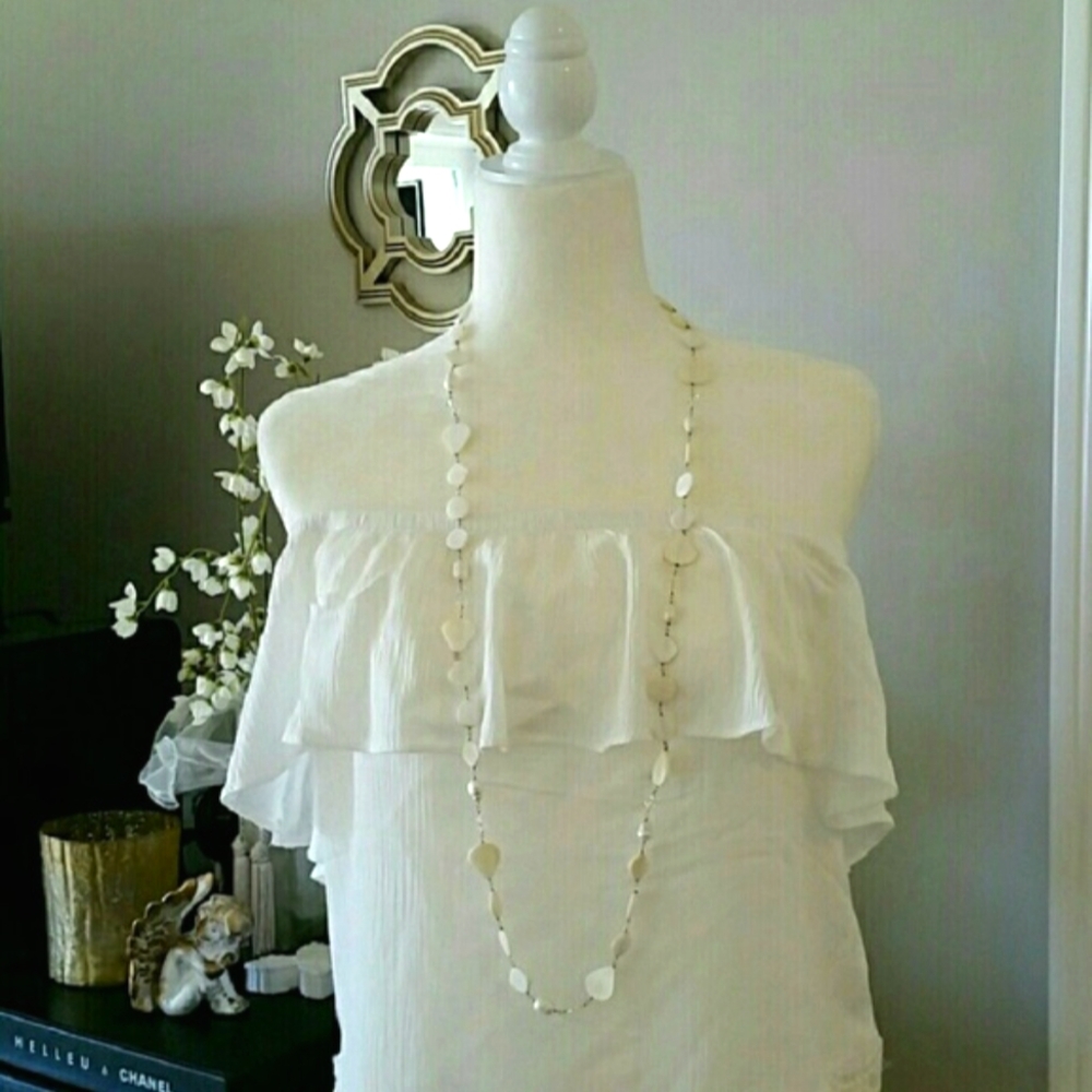 ✨💎 MOP Mother of Pearl Crystal Shell Long Necklace - Picture 2 of 5